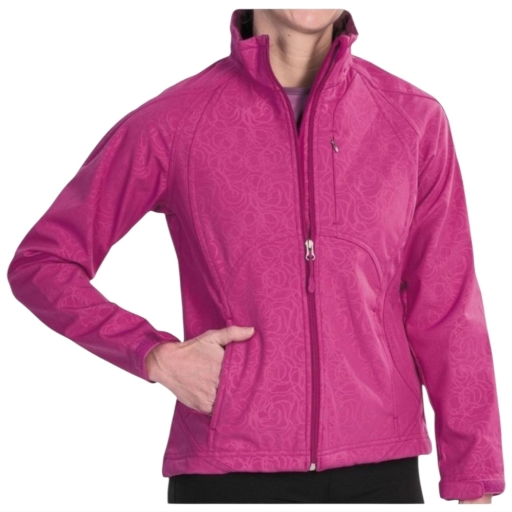 Double Diamond hot Pink floral ski Jacket soft shell coat small